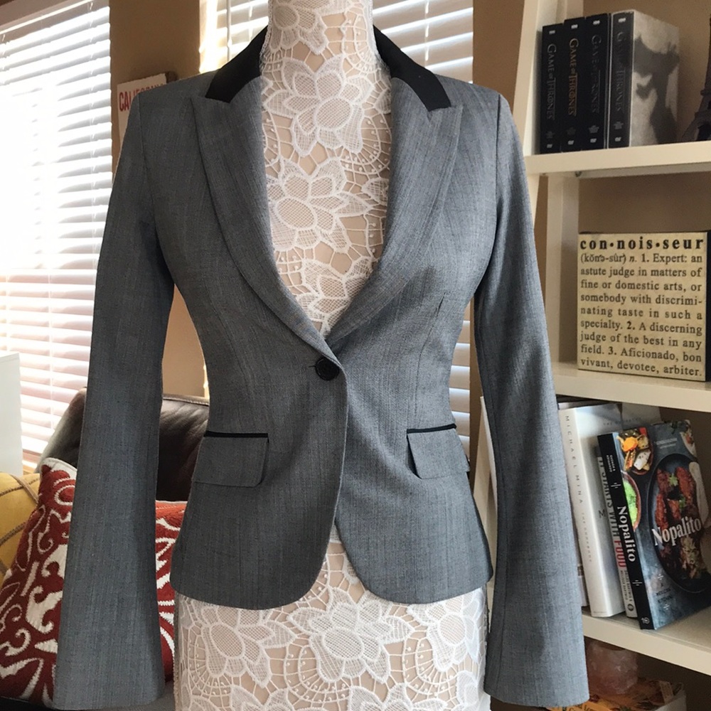 Express Blazer Gray Black Jacket - image 2